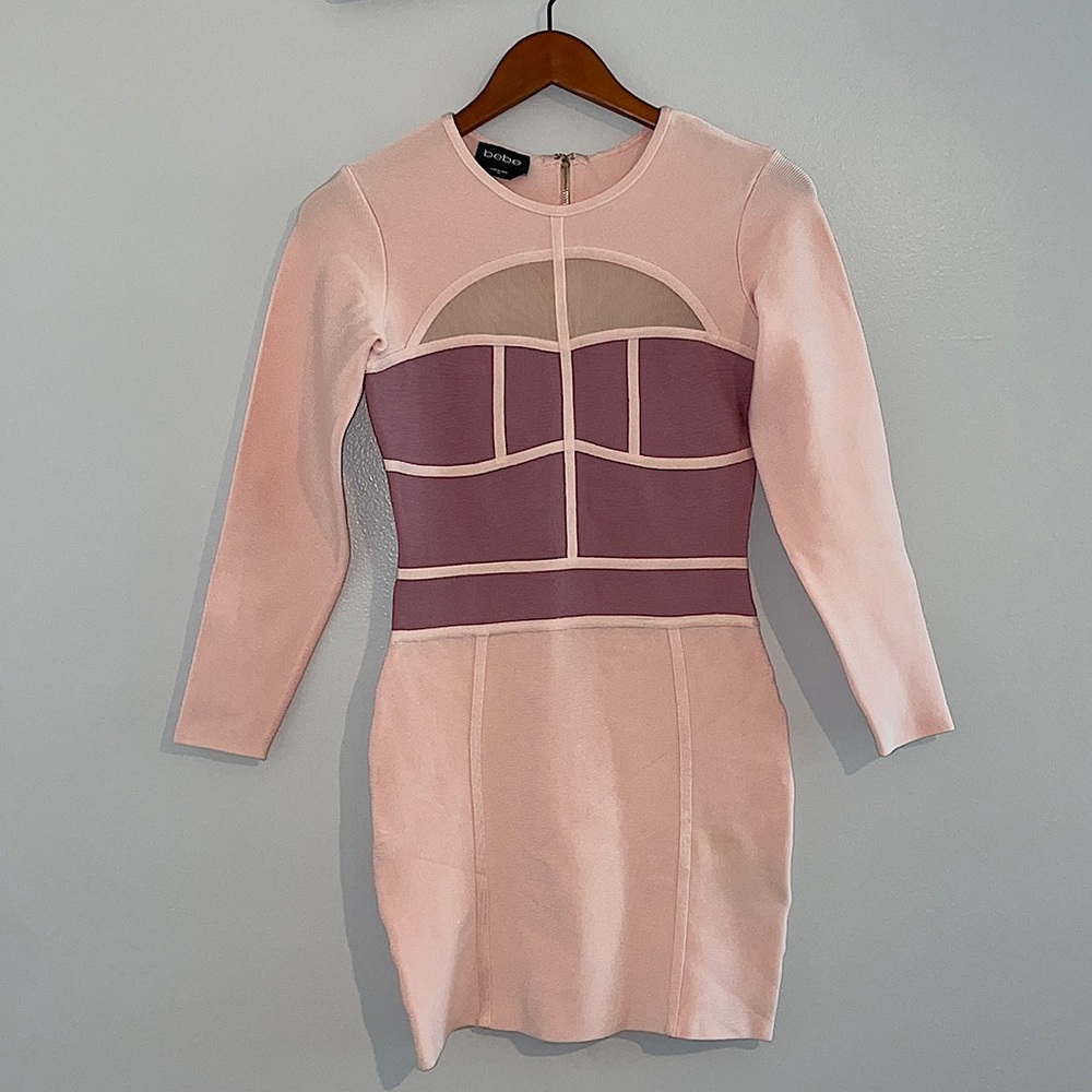 bebe pink bodycon bandage dress